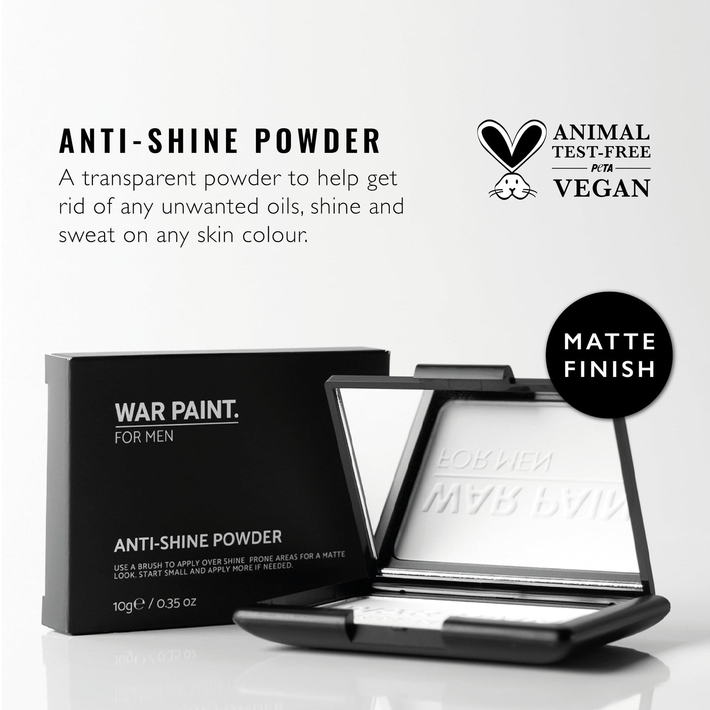 War Paint For Men Anti-Shine Powder - Removes Unwanted Shine & Oiliness From Skin - Vegan Friendly & Cruelty-Free Setting Powder - Natural Matte Finish - Makeup Product For Men - 10g