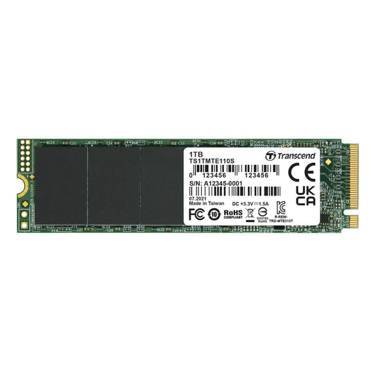 Transcend MTE110S 1 TB NVMe PCIe Gen3 x4 M.2 2280 Internal Solid State Drive (SSD) 3D TLC NAND (TS1TMTE110S)