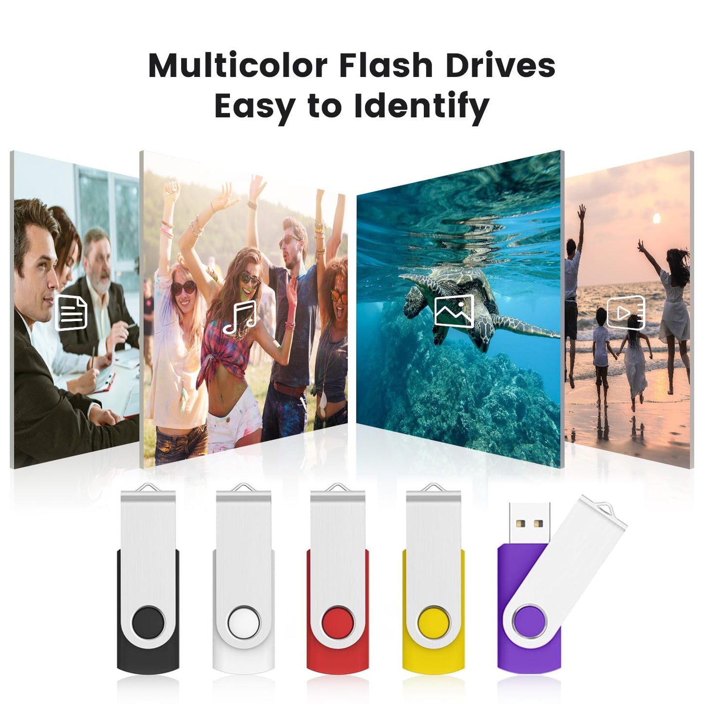 32 GB Memory Stick 5 Pack, KOOTION Bulk USB Stick Swivel Flash Drive 32 GB Pen Drive Thumb Drive Jump Drive Computer Data Storage (5 Pack Mixcolor) 32G 5Pack Mix Color