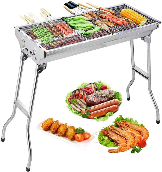 Uten Barbecue Grill, Stainless Steel BBQ, Large Folding Portable BBQ Grill, Charcoal Grill for Outdoor Cooking Camping Hiking Picnics Foldable