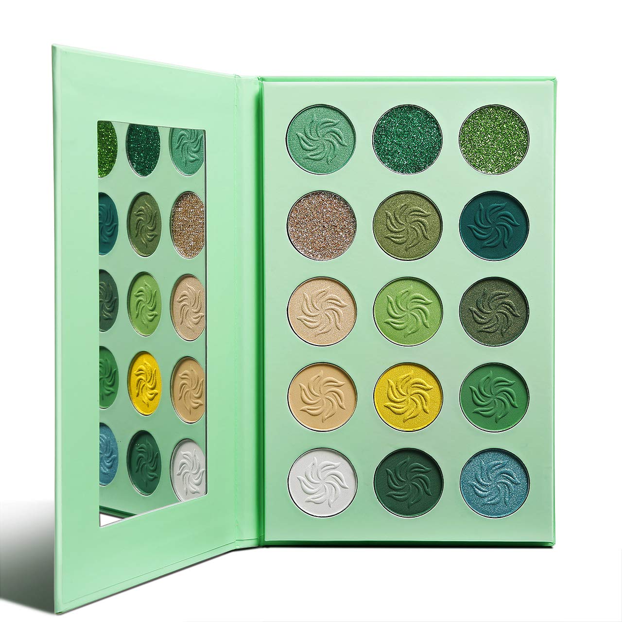 Afflano Green Eyeshadow Palette, Green Glitter Eyeshadow Highly Pigmented, Forest Emerald Green Christmas Makeup Palettes, Yellow Lime Grass Grinch Green Makeup Eye Shadow Pallet 15 Color lemon tree