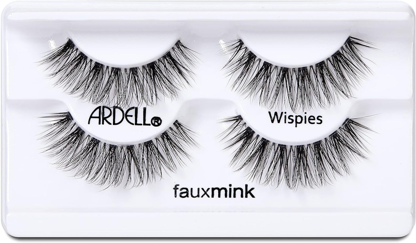 Ardell Faux Mink Wispies False Eyelashes, Light Volume, Short Length, Vegan Friendly, 2 Pairs (Pack of 1)