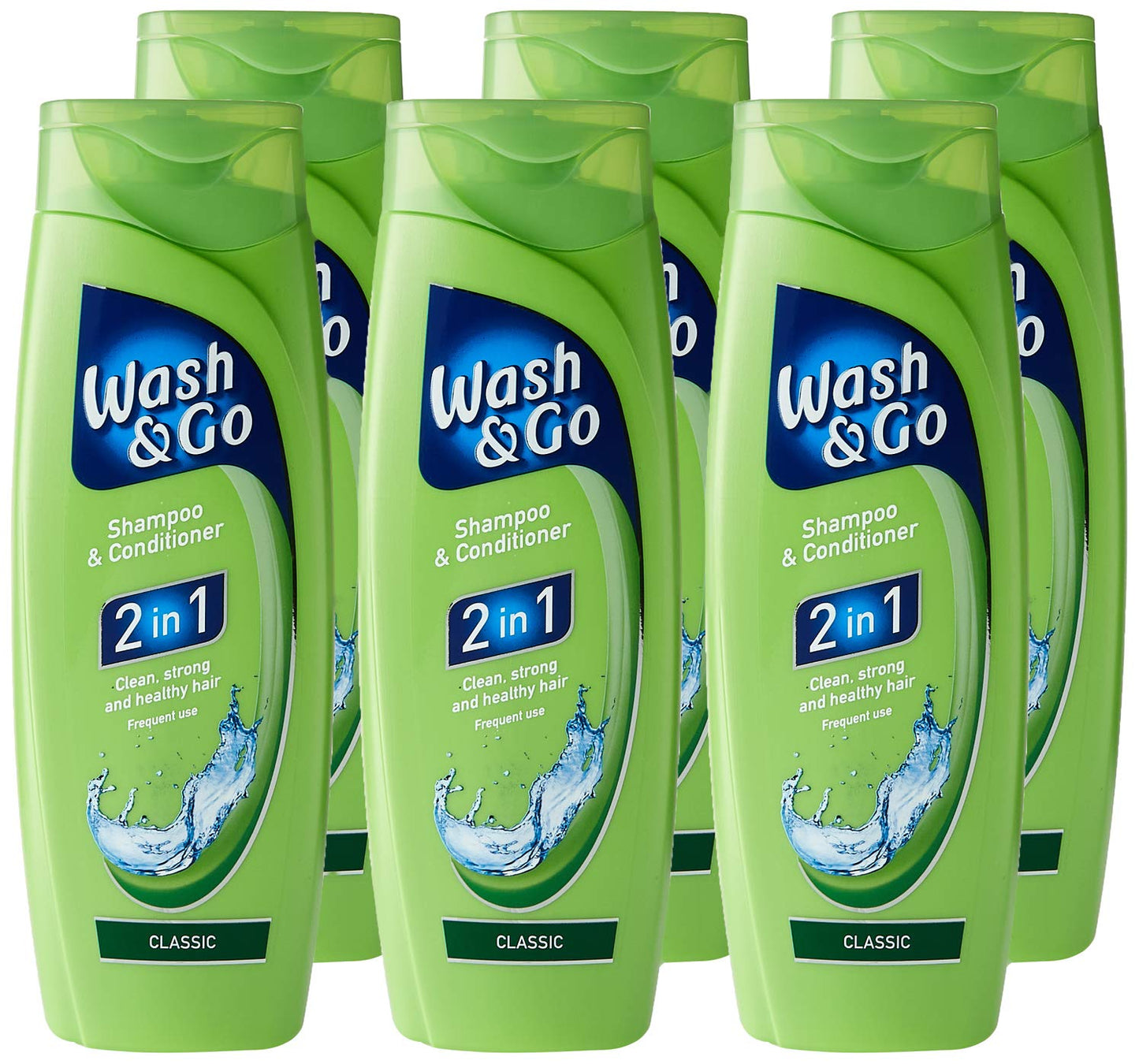 Wash & Go Classic 2 in 1 Shampoo & Conditioner, Men's Hair Shampoo, For All Hair Types, Bulk Pack x 6 bottles