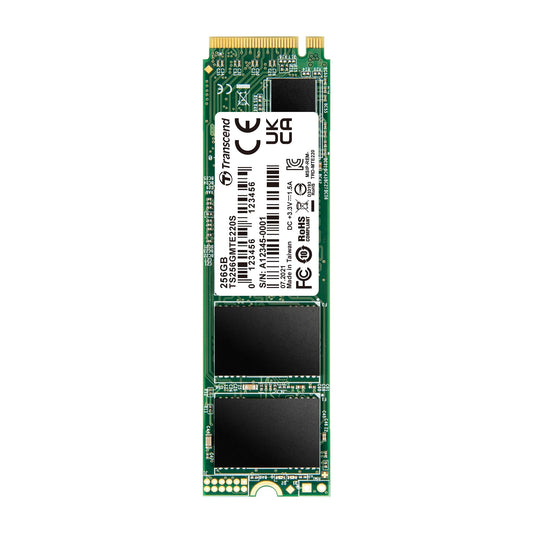 Transcend MTE220S 256 GB NVMe PCIe Gen3 x4 M.2 2280 Internal Solid State Drive (SSD) 3D TLC NAND with DRAM Cache (TS256GMTE220S)