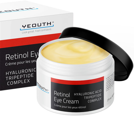 YEOUTH Retinol Eye Cream Anti Aging, Firming Under Eye Cream for Puffiness and Bags Under Eyes for Wrinkles and Dark Circles with Hyaluronic Acid and Tripeptides 60ml 60 ml (Pack of 1)