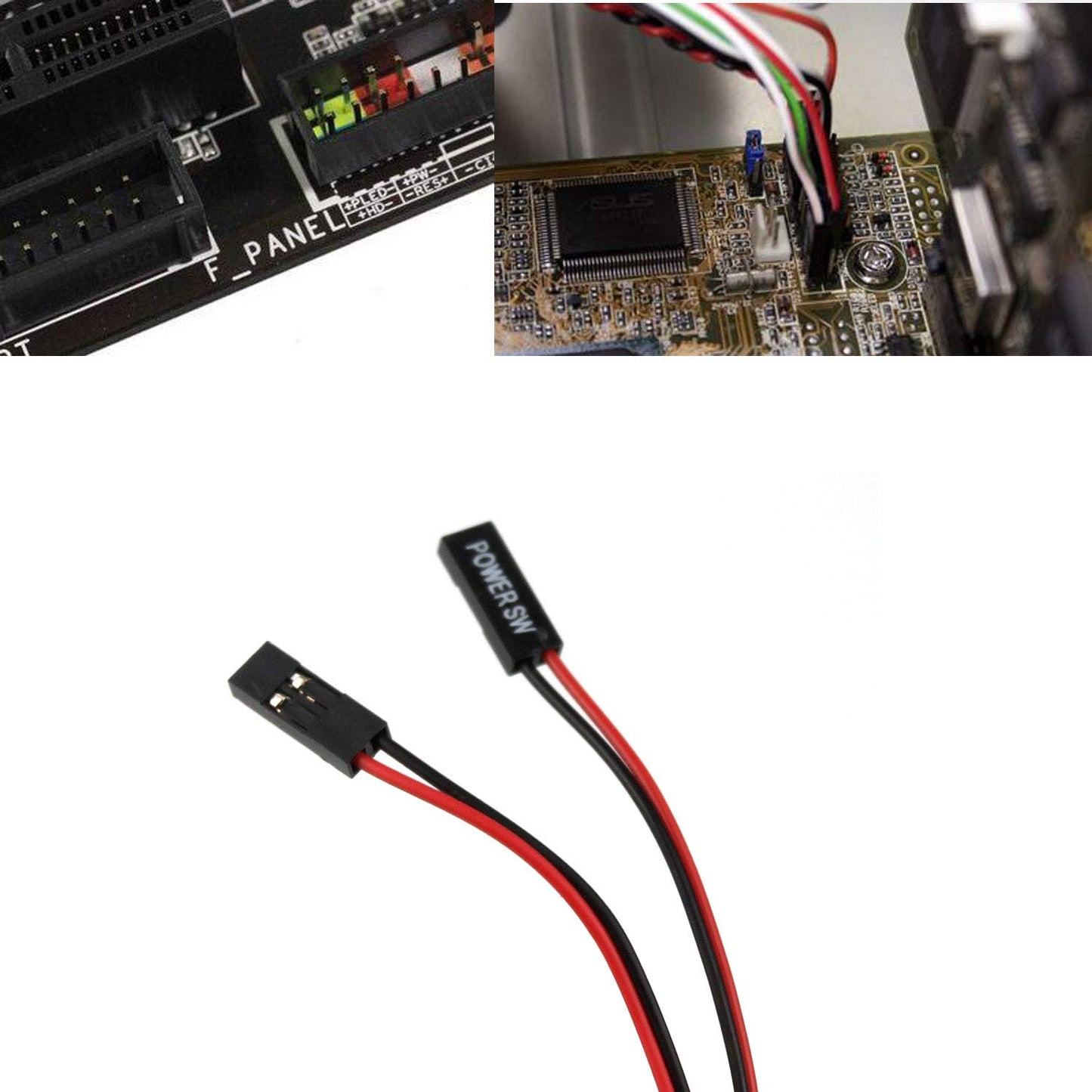 Ytian 2Pcs ATX PC Computer Motherboard Switch On/Off/Reset Power Cable 50CM