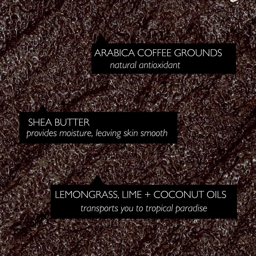 UpCircle Exfoliating Coffee Body Scrub with Lemongrass 220ml - Sea Salt, Shea Butter + Coconut Oil - Exfoliates Your Skin + Improves Circulation - Natural, Vegan Exfoliator For Soft, Smooth Skin