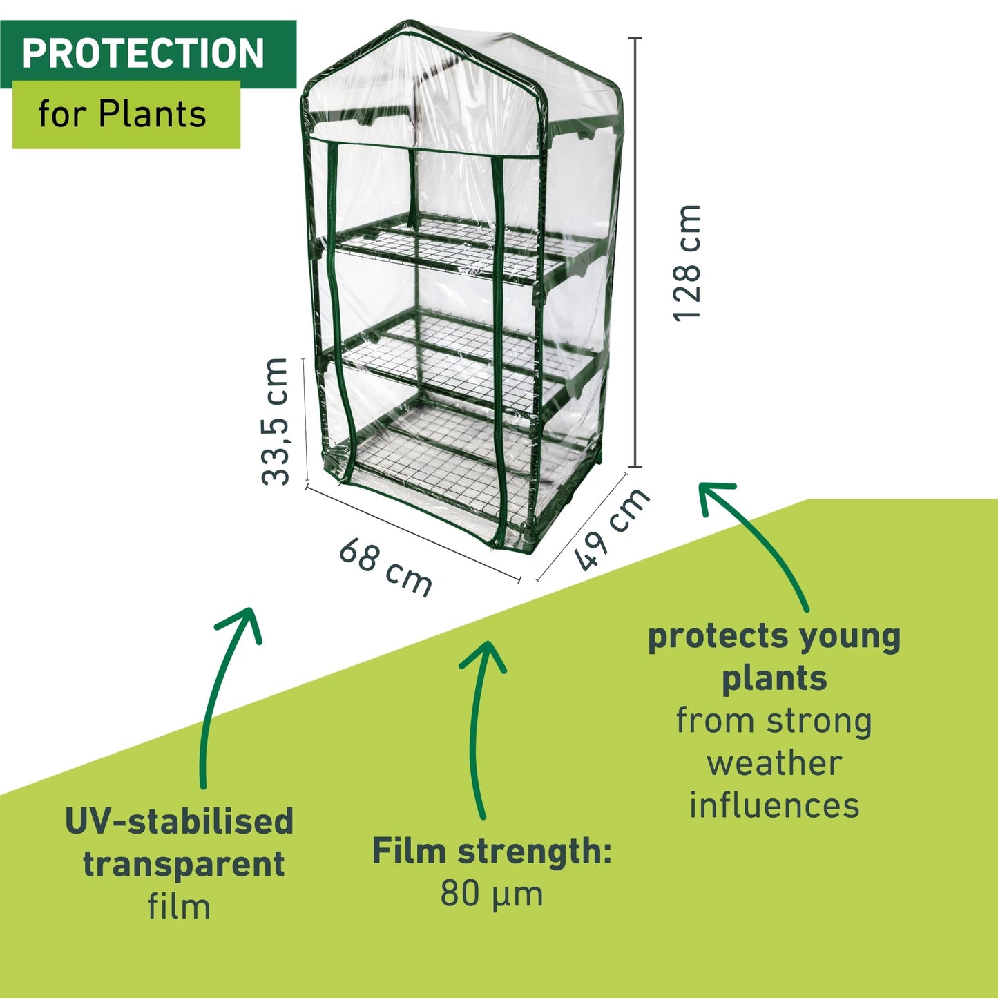 Windhager Balcony Cold Frame Foil Greenhouse for Herbs, Tomatoes etc. 68 x 49 x 128 cm 68 x 49 x 127 cm