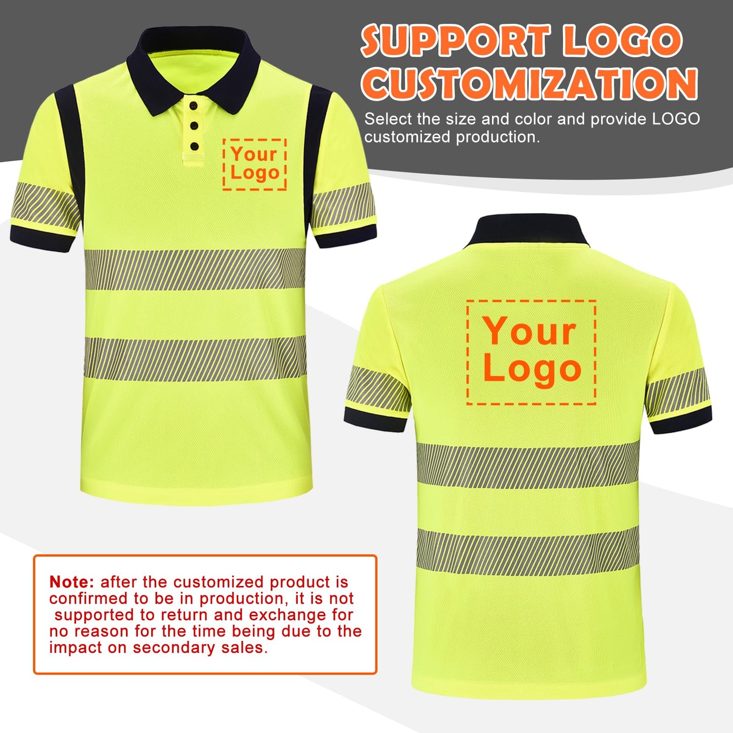 AYKRM High Vis Visibility Short Sleeve Polo T Shirt hi vis t Shirts Hi Vis High Viz Visibility Short Sleeve Safety Work hi vis t Shirt M Plus Yellow