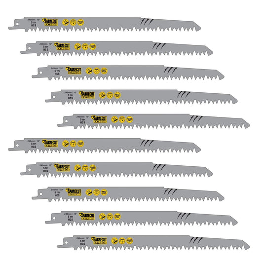 10 x SabreCut SCRS1531L_10 240mm 5 TPI S1531L Very Fast Wood Cutting Reciprocating Sabre Saw Blades