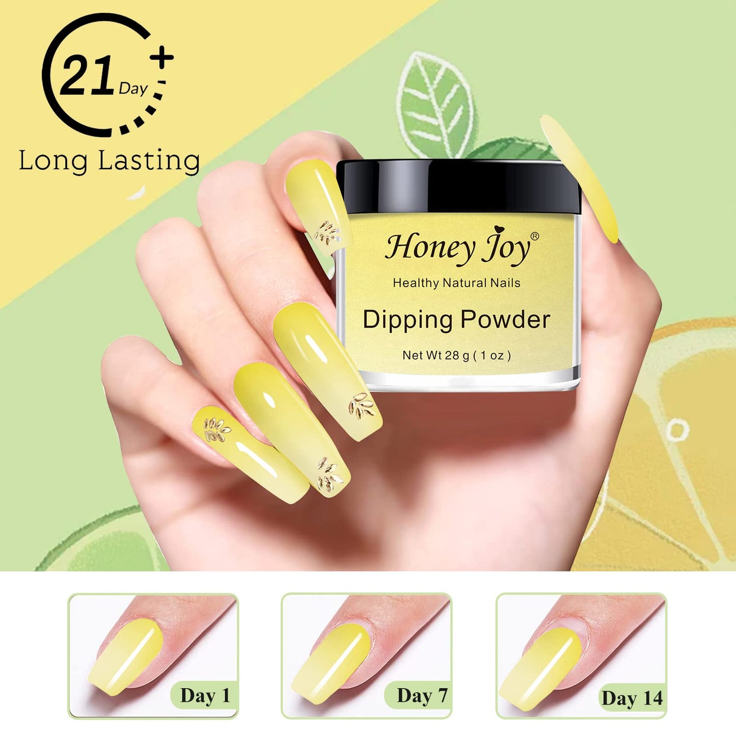 28g/Box Lemon Yellow and White Temperature Color Mood Change Dip Powder Nails Dipping Nails Long-lasting Nails No UV Light Needed, (W-No.18) Dip-W-No.18