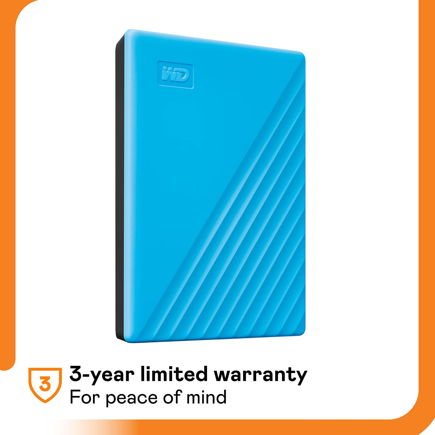 WD 2TB My Passport portable external storage, external hard drive, USB 3.0, portable HDD with software for device management, backup and password protection, works with PC, Xbox &Playstation, Blue