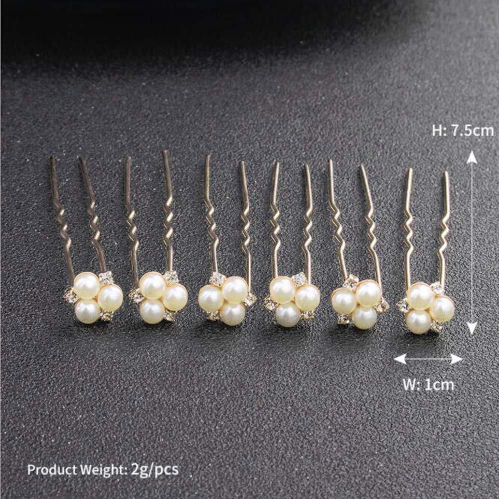 Anglacesmade Bridal Hair Pins Crystal Hair Pin Pearl Bobby Pins Wedding Headpiece Bridesmaid Flower Girl Hair Accessories for Women and Girls(Gold) Gold