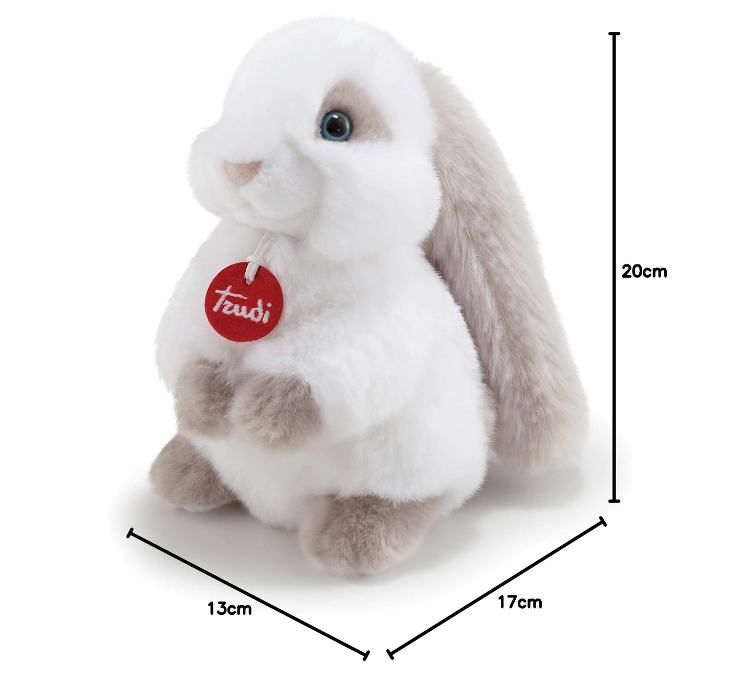 Trudi TUD23704 Rabbit White/Grey Small, soft toy, for kids of all ages. Rabbitts - Small