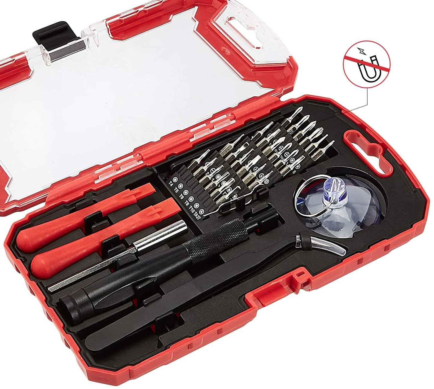 Amazon Basics 32-Piece Electronics Repair Screwdriver Set, Red