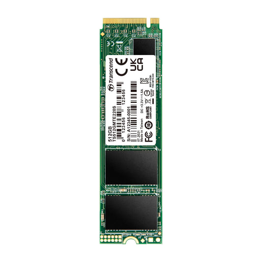 Transcend MTE220S 512 GB NVMe PCIe Gen3 x4 M.2 2280 Internal Solid State Drive (SSD) 3D TLC NAND with DRAM Cache (TS512GMTE220S)