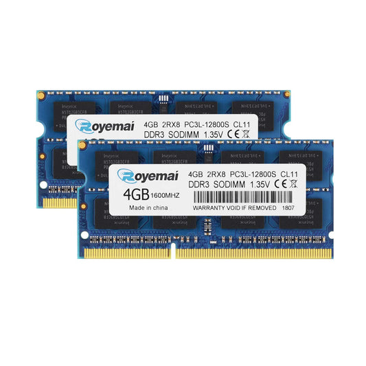 8GB DDR3 Kit (2X4GB), DDR3 1600, PC3-12800, ROYEMAI 2RX8 PC3 12800S 1.35V CL11 204-pin PC3/PC3L DDR3L/ DDR3 SO-DIMM RAM DDR3 for Laptop DDR3 12800SL-2X4G PC3 12800SL-Blue