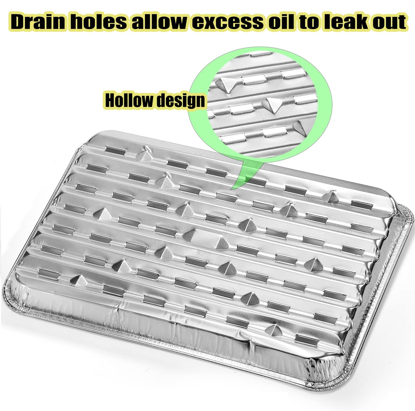 Yesland 30 Pack Disposable Barbecue Tray 34 x 23 x 2.8cm Aluminum Grill Containers Aluminum Foil Pans Barbecue Grilling Trays Baking Plate with Holes for BBQ Grilling Baking