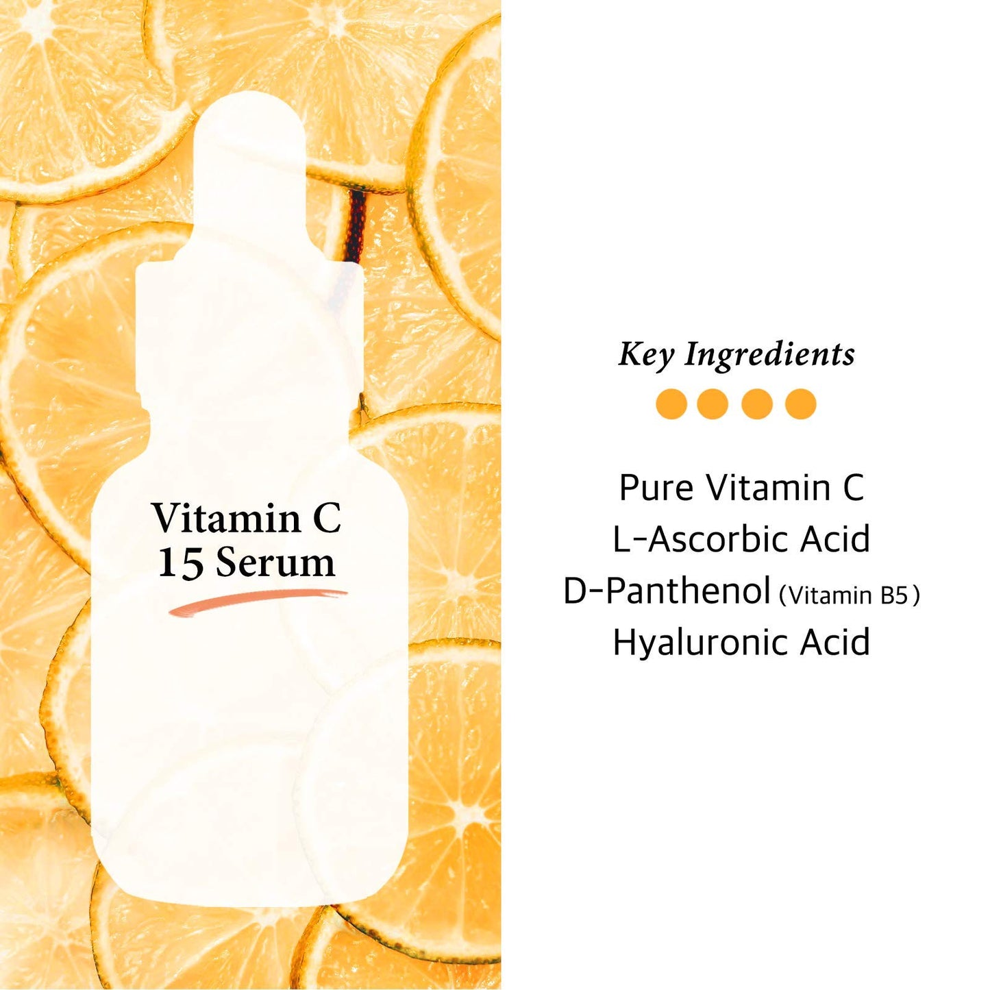 Vitamin C Serum 30ml Ascorbic Acid 15% + Panthenol - Korean Skin Care for Fades Age Spot