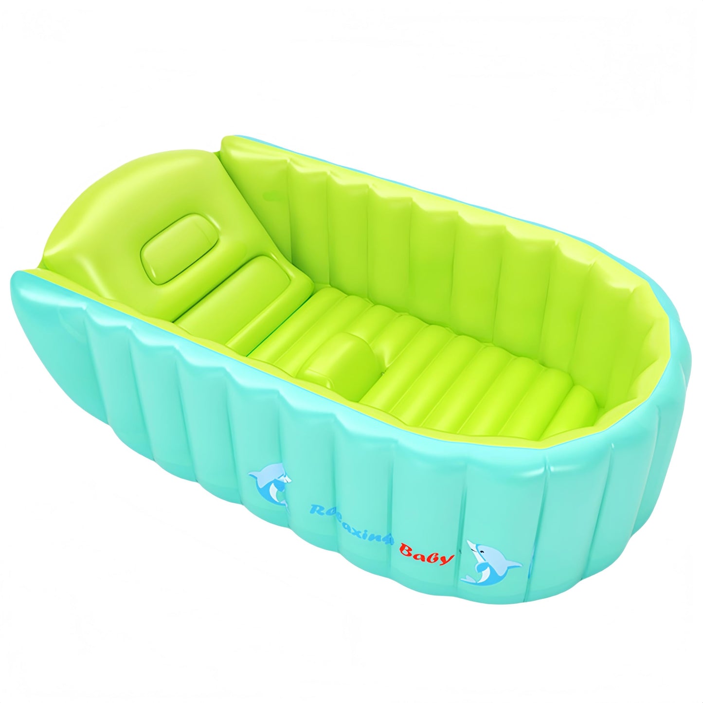 YAAVAAW Inflatable Baby Bathtub,Infant Shower Tub Anti-Slip Shower Basin,Toddler Bathing Seat Mini Swimming Pool Foldable Travel Bath Tub Shower Basin with Soft Cushion Central Seat(for 0-3 Years)