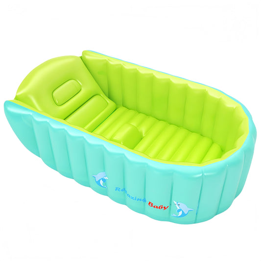 YAAVAAW Inflatable Baby Bathtub,Infant Shower Tub Anti-Slip Shower Basin,Toddler Bathing Seat Mini Swimming Pool Foldable Travel Bath Tub Shower Basin with Soft Cushion Central Seat(for 0-3 Years)