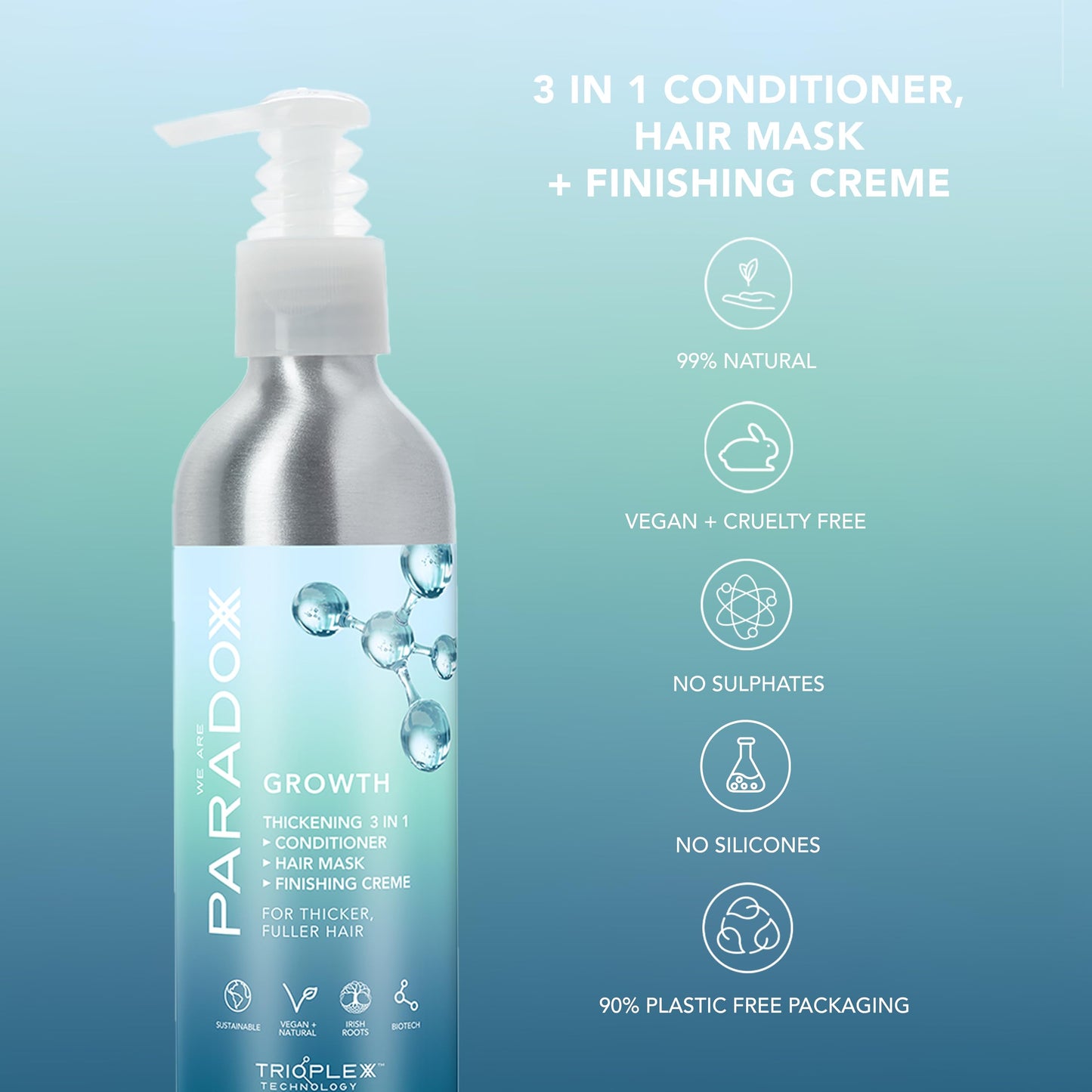 WE ARE PARADOXX Repair 3-in-1 Conditioner - Multipurpose Conditioner, Leave-In Treatment and Finishing Balm - Leaves Hair Smooth and Frizz-Free - 95% Natural, Vegan - All Hair Types - 250ml