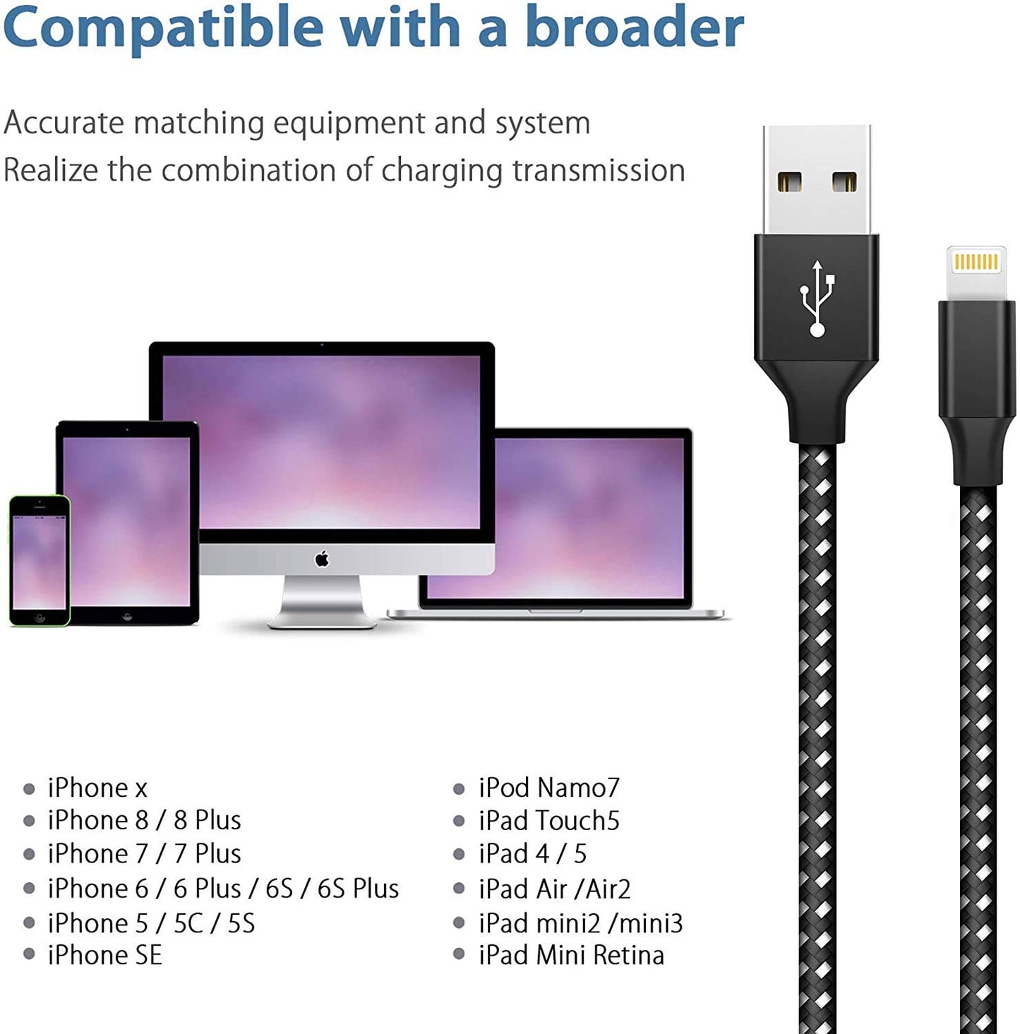 Ankoda iPhone Charger Cable Lightning Cable 3Pack 3FT/1M Nylon Braided Fast Charging & Sync iPhone Wire Compatible with iPhone13 12 11 Pro Max XS XR X 8 7 6 Plus 5 5S