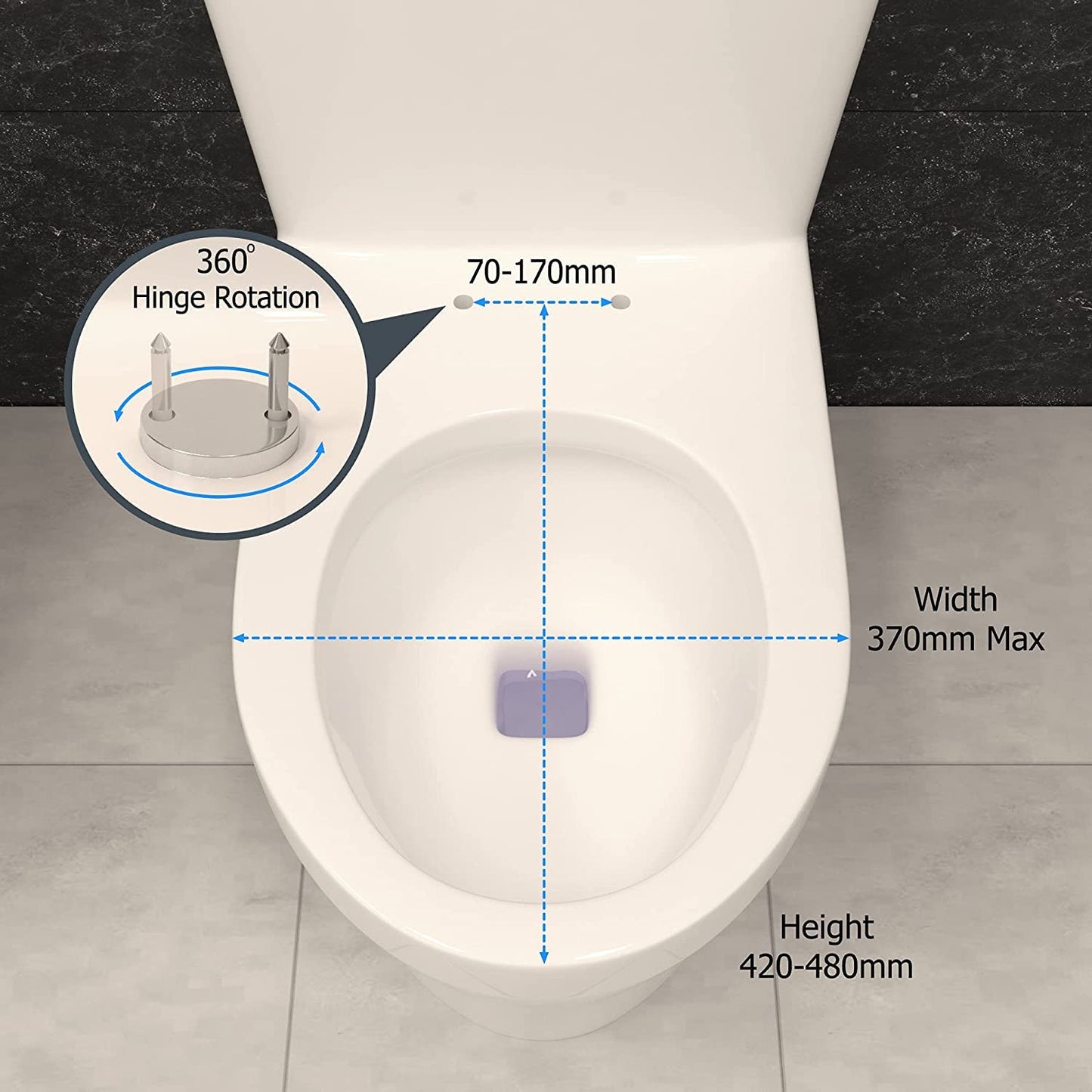 AAN® Family Toilet Seat with Removable Child Seat Slow-Close Quick-Release PP Material Easy Top and Bottom Fixing Size:460mmX370mm Plastic