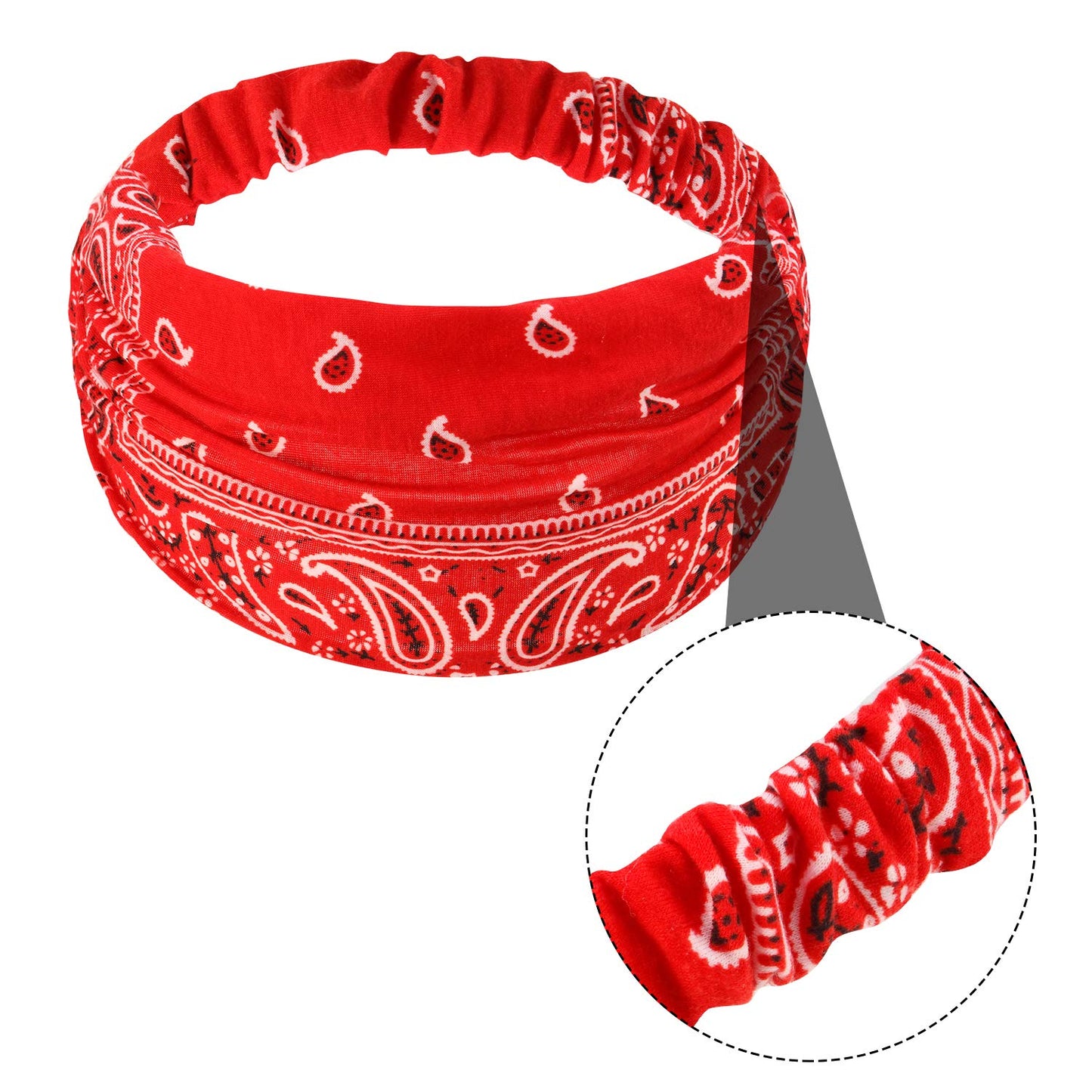 6 Pieces Paisley Bandana Headband for Women with Elastic Yoga Headband Adjustable Turban Headwrap