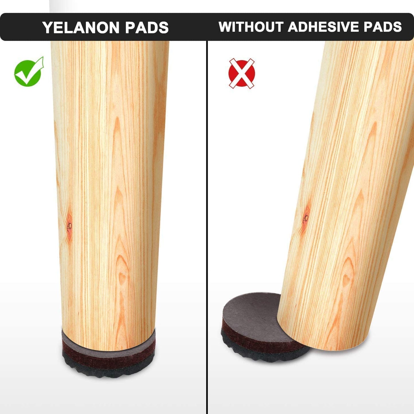 Yelanon Non Slip Furniture Pads -24 pcs 63mm Furniture Grippers, Non Skid for Furniture Legs,Self Adhesive Rubber Furniture Feet,Anti Slide Furniture Hardwood Floor Protector for Keep Couch Stoppers 12Pcs 2.5"Square 12Pcs 2.5"Round SBR