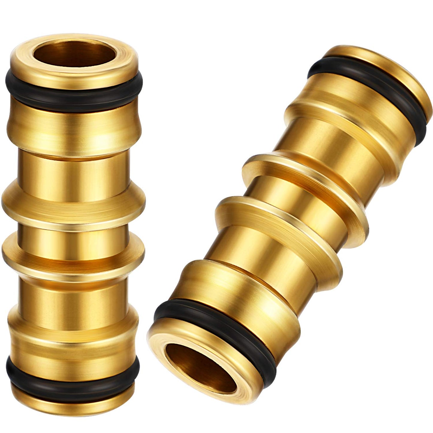 ZHANMAI 2 Pack Brass Garden Hose Connectors for Garden Hose Tap (Brass Double Male Connector)