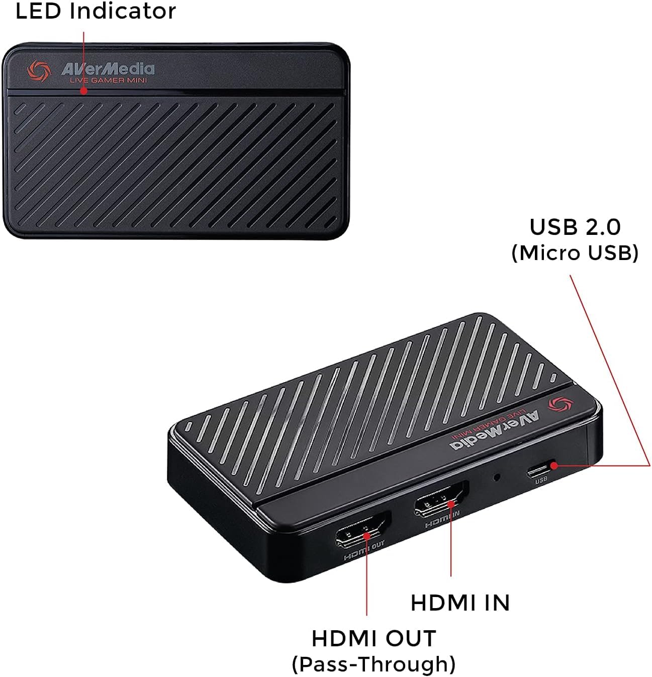 AVerMedia Live Gamer MINI GC311, 1080p60 Full HD Pass-Through, USB 2.0 Game Capture Card, Hardware Encoder, Plug & Play, For Beginners, Switch, PS4, Xbox, iPhone, iPad