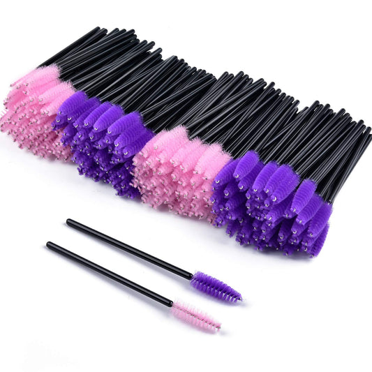 200pcs Mascara Wands, MORGLES Eyelash Spoolies Disposable Lash Brushes Eyebrow Brush Makeup Kit(Pink&Purple) Pink&Purple