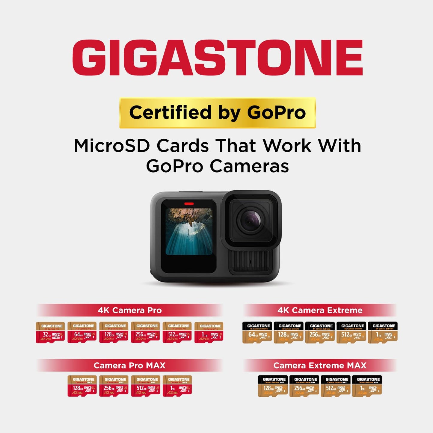 [5-Yrs Free Data Recovery] Gigastone 256GB 5-Pack Micro SD Card, 4K Video Recording for GoPro, Action Camera, DJI, Drone, Nintendo-Switch, R/W up to 100/50 MB/s MicroSDXC Memory Card UHS-I U3 A2 V30 256 GB Camera Pro 5PK