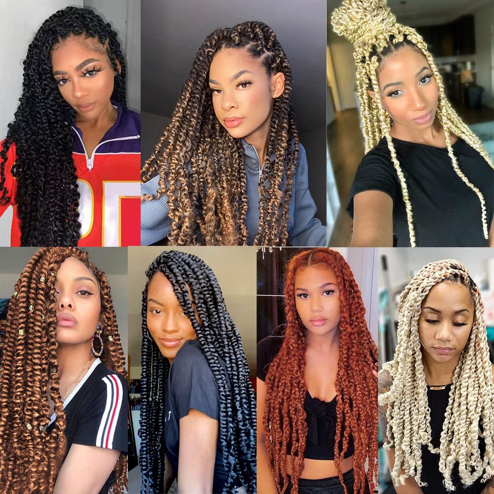 Xtrend 7 Packs 18 inch Passion twist crochet hair Water Wave Long Bohemian Crochet Braids Hair for Distressed Butterfly Locs Ombre Hair Synthetic Natural Hair Extensions 18strands/pack T27# 18 Inch (Pack of 6) T27#