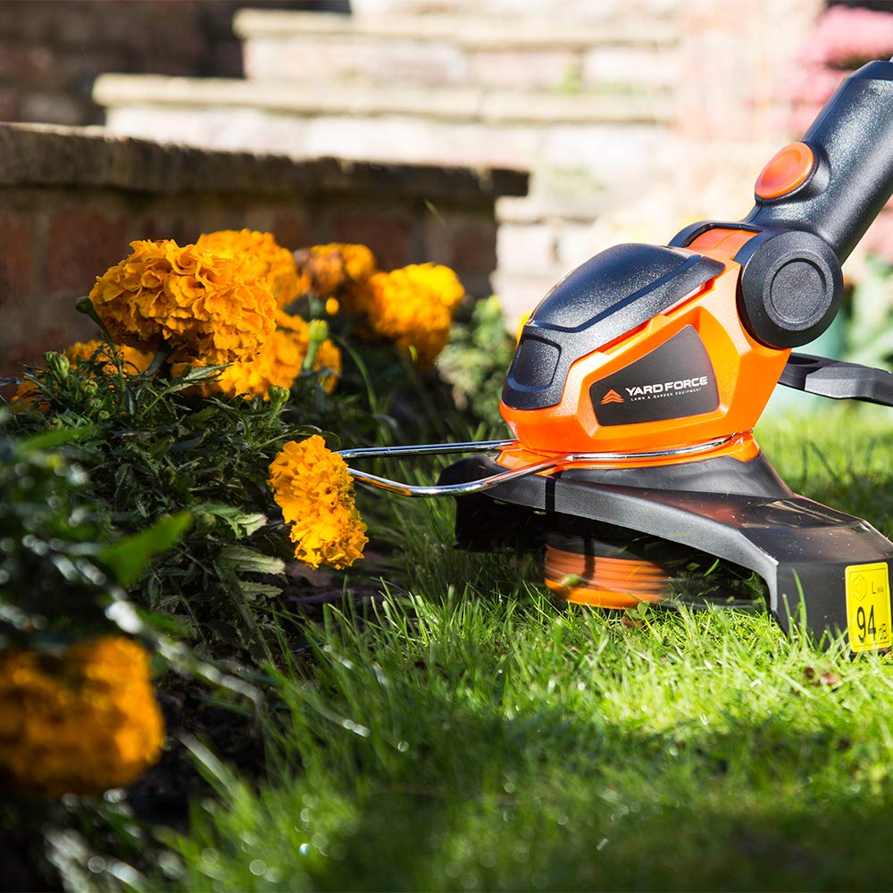 Yard Force 40V 32cm Cordless Lawnmower Plus Cordless Grass Trimmer with ONE Lithium-ion Battery & Quick Charger LM G32 + LT G30 Black,orange Single