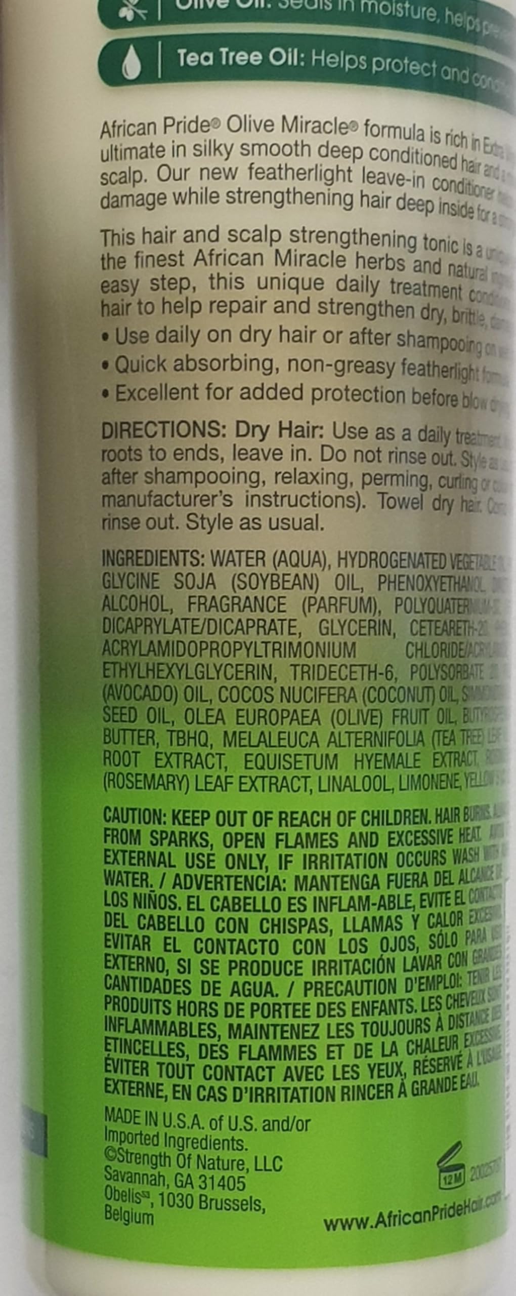 African Pride Olive Miracle Anti-Breakage DUO BUNDLE | 2 in 1 Shampoo and Conditioner 355ml/12oz | Leave-In Conditioner 355ml/12oz