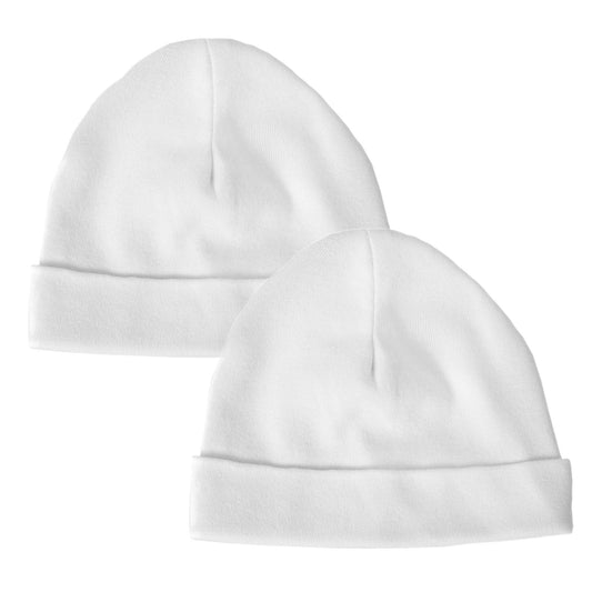 Baby Hats, Hat for Baby Boys and Girls, Cotton Newborn Cap, 2 Pack, Made in Britain White