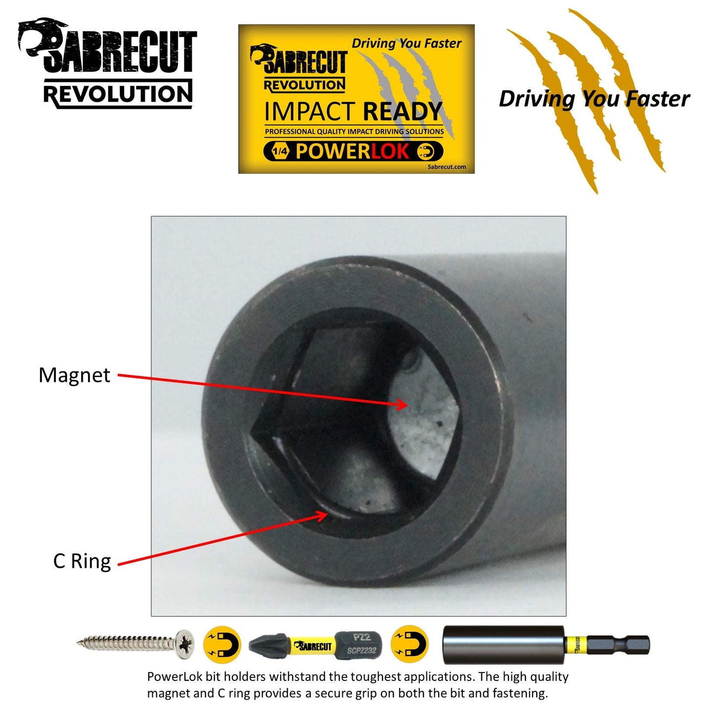 31 x SabreCut SCRPZ23231B 32mm PZ2 and 60mm Impact Bit Holder Magnetic Impact Screwdriver Driver Bits Set Single Ended Pozi Pozidriv