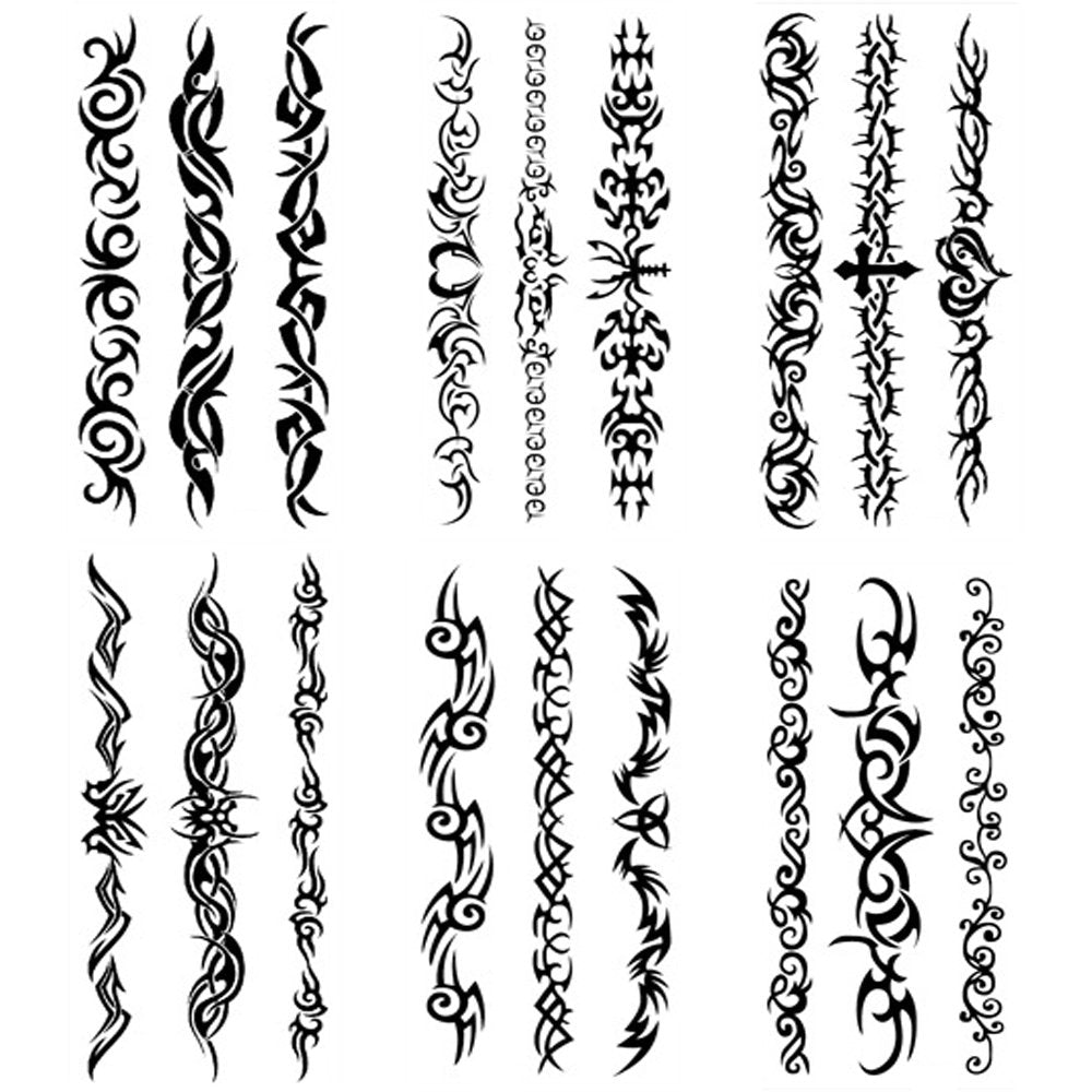 Yesallwas 6 Sheets Black Tribal fake Tattoos for Men Women Arm Temporary Tattoo Mix Tribal Tattoo Body Sticker 9cmX 19cm/3.54X7.48 inches (LXW)