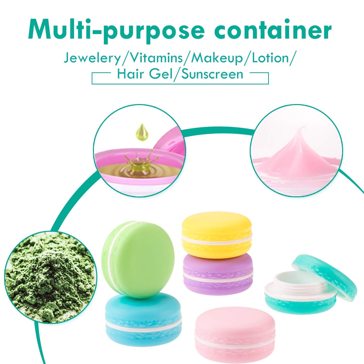 Whaline 6pcs Macaroon Cosmetic Container Cream Jars with Leakproof Inner Lid Travel Storage Pots (10ml Capacity)