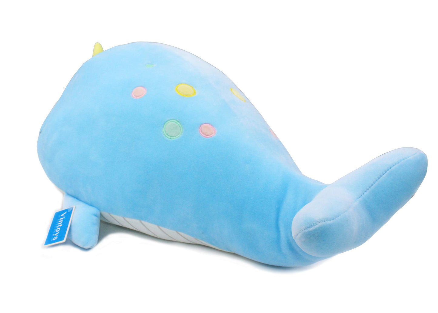 Vintoys Narwhal Unicorn Whale Soft Toy Plush Hugging Pillow Animal Fish Plush Toy Blue 21"