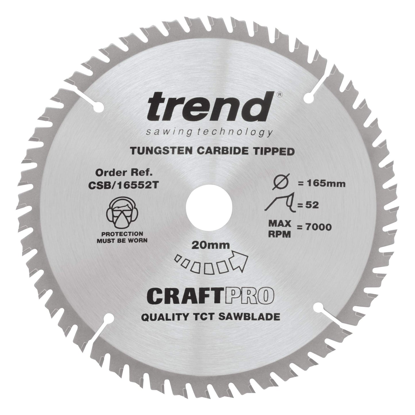 Trend Wood Cordless Circular Saw Blades, 165mm Diameter, 20mm Bore, 24/40/52 Teeth, 1.5mm Kerf, +15° Hook, TCT, Medium/Fine/Extra-Fine Finish, 3 Pack, CSB/165/3PK/B 165mm x 24, 40 & 52 Teeth 165mm x 24, 40 and 52 Teeth x 20 Bore