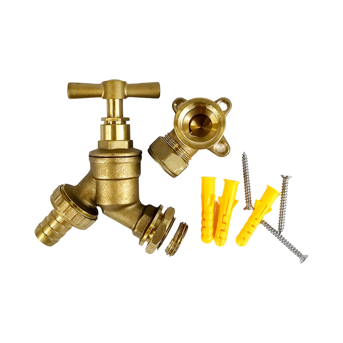 Wärmer System Water Bibcock Tap 1/2 inch BSP with Brass Wall Plate Fixture BS1010-2