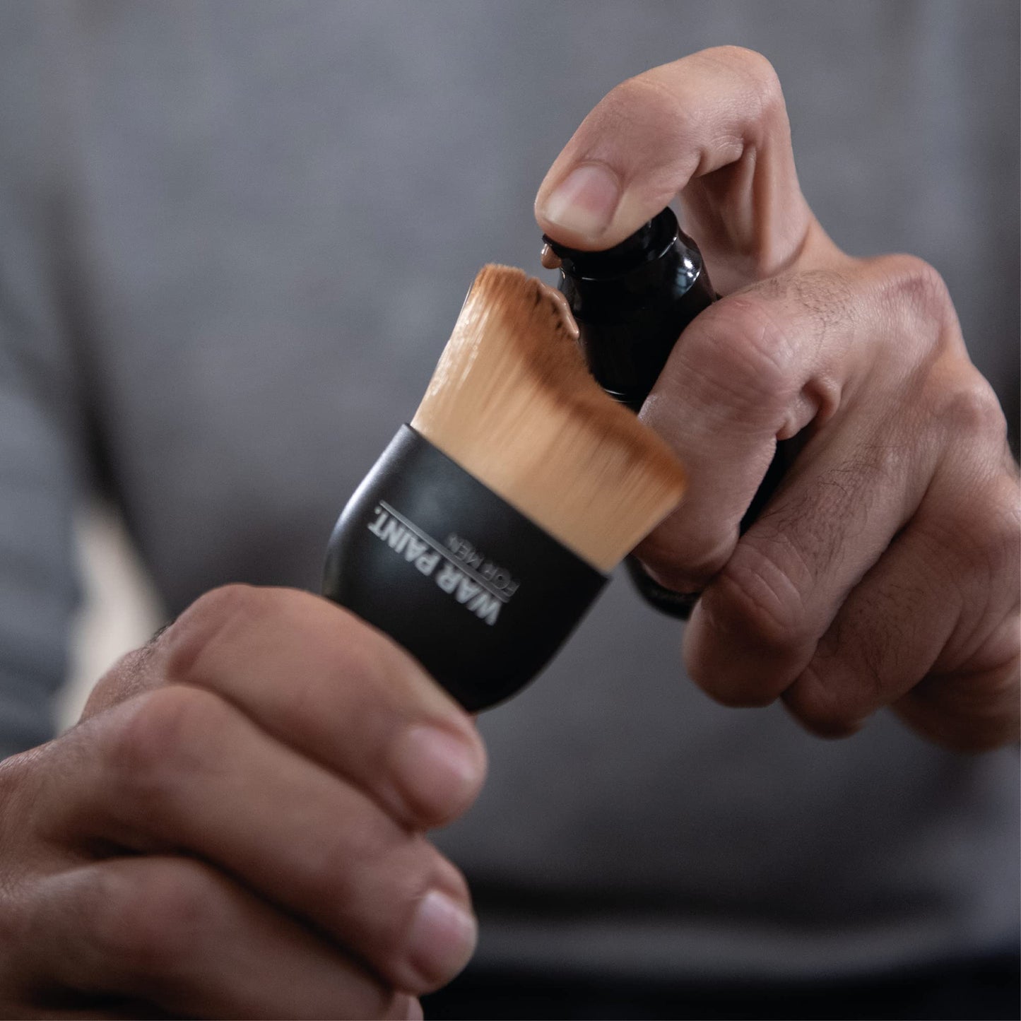 War Paint For Men Angled Makeup Application Brush - Perfect for Blending & Applying Liquid Makeup - Vegan Friendly & Cruelty-Free - Ideal Brush for Applying Foundation - Makeup Product For Men