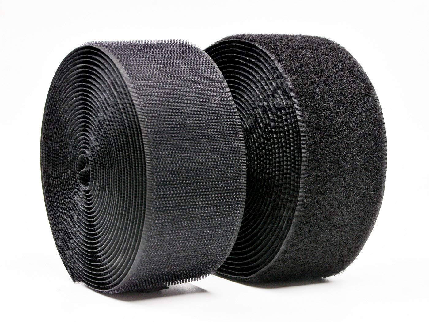 Arlent 50mm(2") Width 5 Meters Sew-On Hook and Loop Fastener Tape Nylon Strips Fabric Non-Adhesive Back (Black) Black