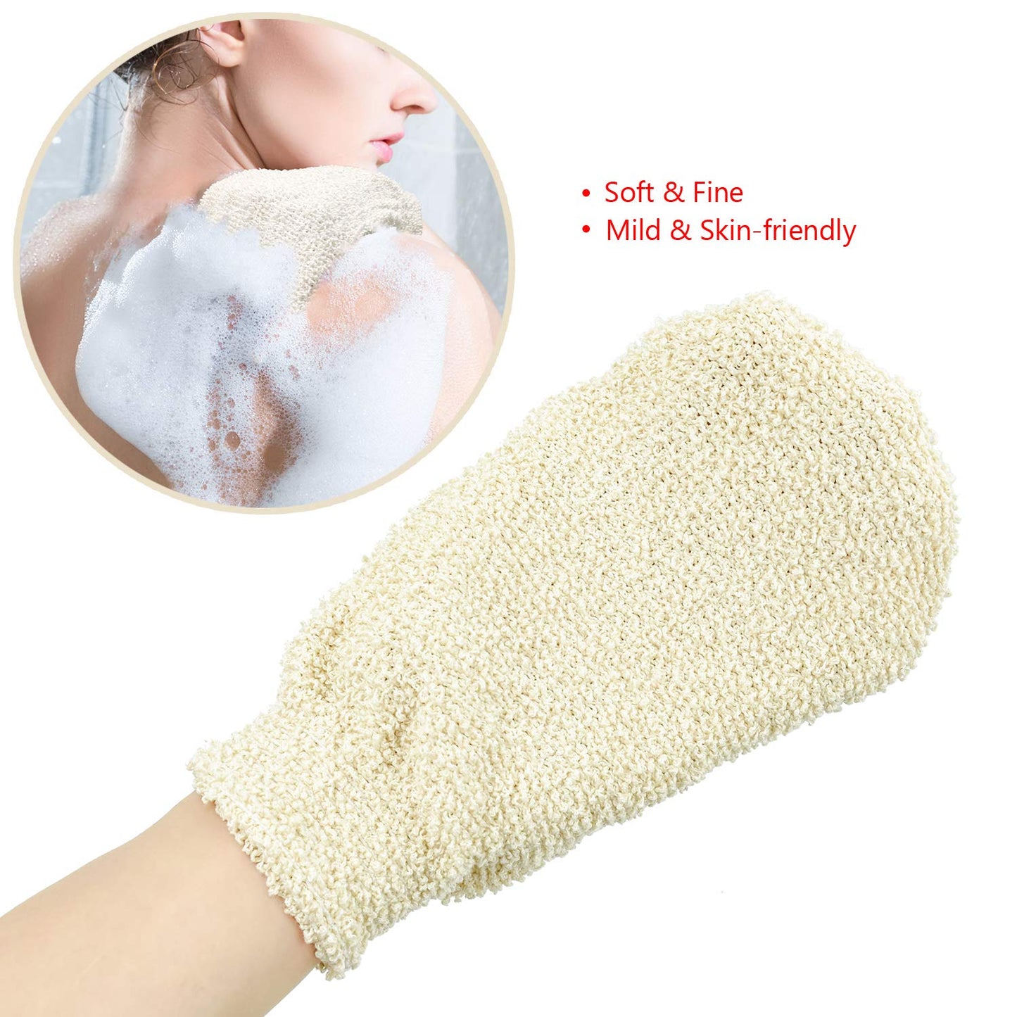 2 Packs Bamboo Fiber Exfoliating Gloves and 3 Pack Natural Sisal Soap Bags - for Foaming & Save Soaps and Shower Massage Mitts for Scrub and Remove Exfoliate