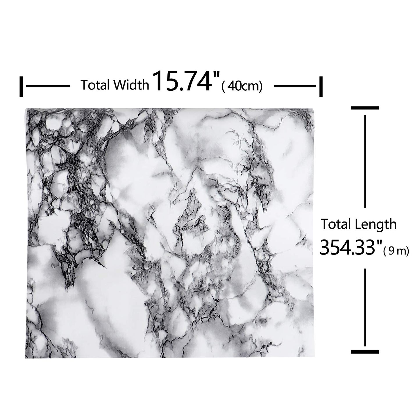 VEELIKE Marble Sticky Back Plastic Roll Vinyl Worktop Covering Marble Effect Wallpaper Waterproof Contact Paper White and Grey Vinyl Film for Table Fireplace Kitchen Countertop TV Unit 40cm x 900cm 6W x 40L cm