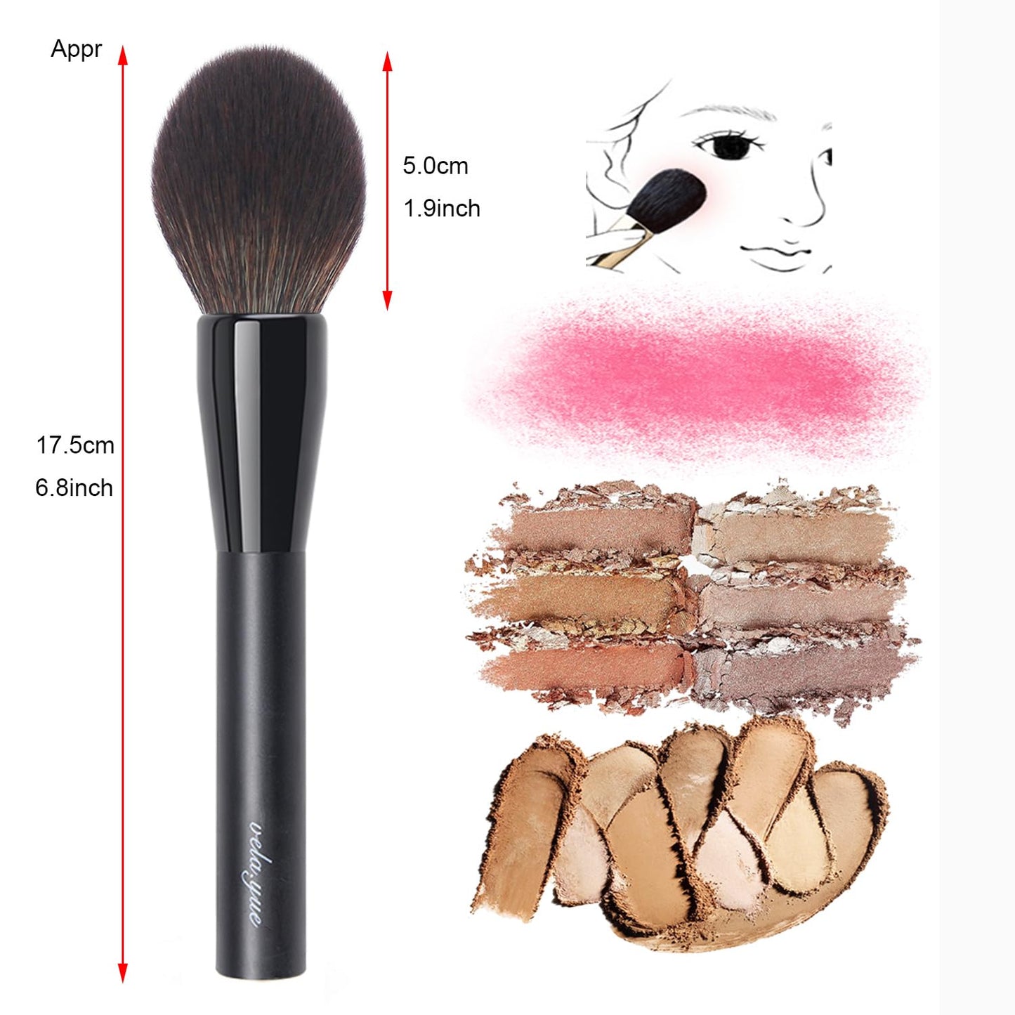 Vela.Yue Tapered Powder Makeup Brush Precise Mineral Bronzer Blusher Highlighting Contouring Beauty Tool