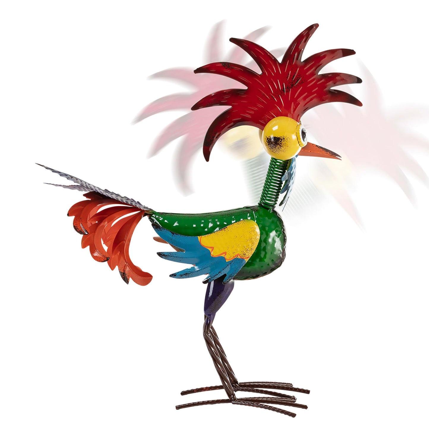 Alpine Corporation 46 cm Tall Indoor/Outdoor Wacky Metal Rooster Yard Statue Decoration Outdoor Statues